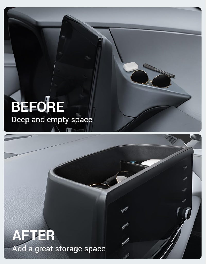 Ecarzo Tray Phone Holder Compatible with 2024 2023 2022 2021 Toyota Sienna Interior Accessories, Hidden Storage Organizer Behind Screen Sunglass Tissue Holder (Not for 2025) - Image 2
